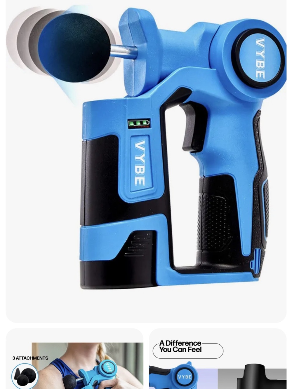 VYBE Blue Portable Percussion Massage Gun~After Workouts~recovery and relaxation